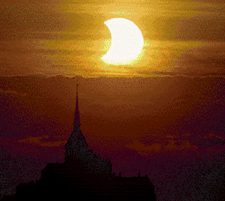 Eclipse at Mont St. Michel