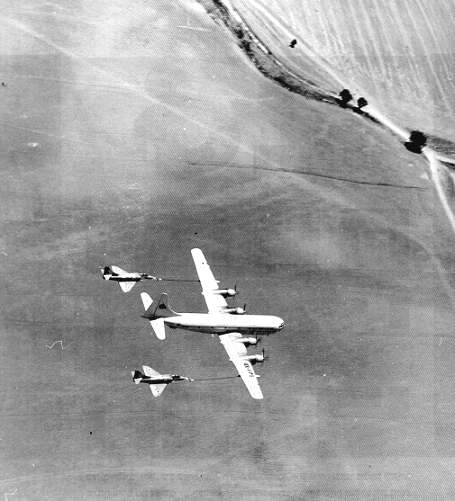 Boeing Stratocruiser inflight refuelling two A-4 Skyhawks