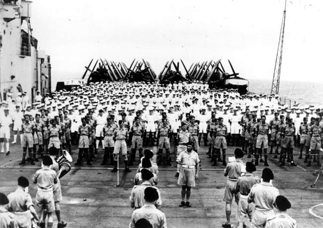 Sunday Mass on board HMS Glory (61kb)