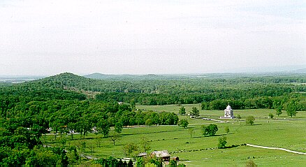 Looking Down Cemetery Ridge to the Round Tops in the Distance on the Left