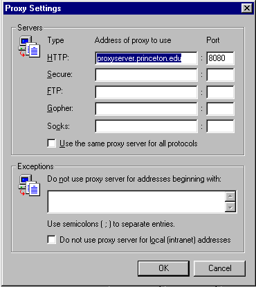 Proxy Settings Options