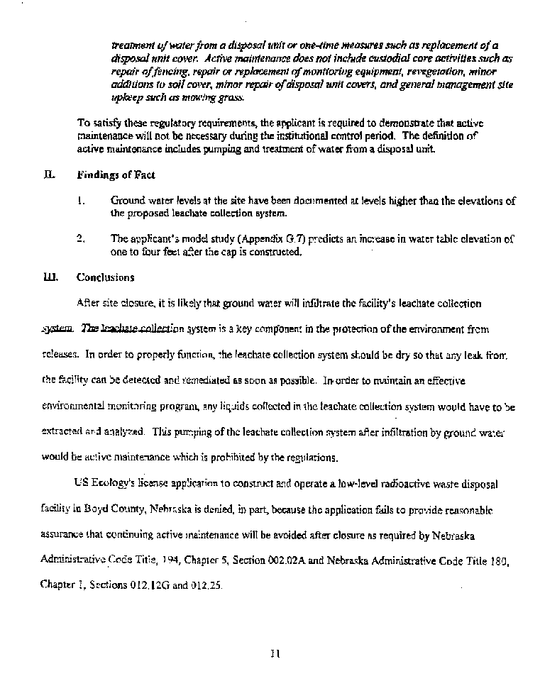 18 December 1998, Official Denial of US Ecology's License Application, page 11