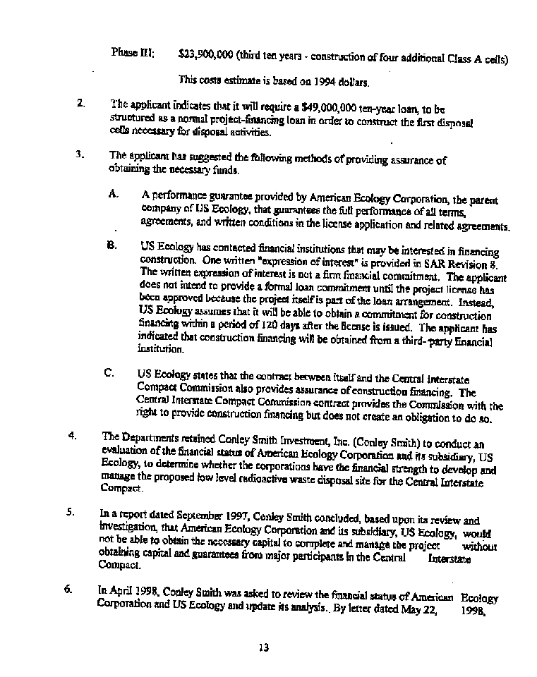 18 December 1998, Official Denial of US Ecology's License Application, page 13