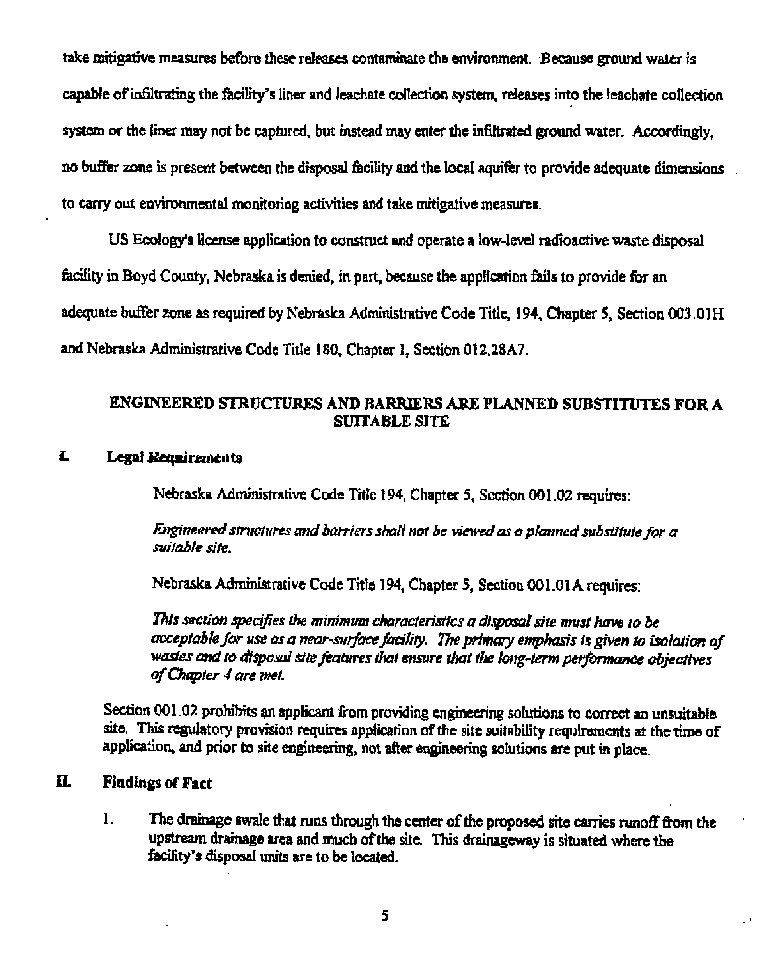 18 December 1998, Official Denial of US Ecology's License Application, page 5