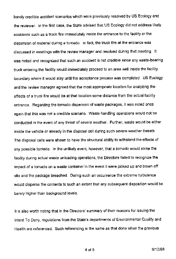 12 August 1998, US Ecology's Response to Proposed License Decsision, page 4