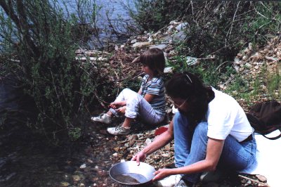 mom and me panning for gold