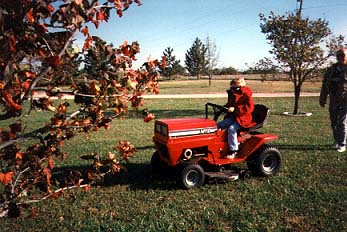 Drew driving the tractor