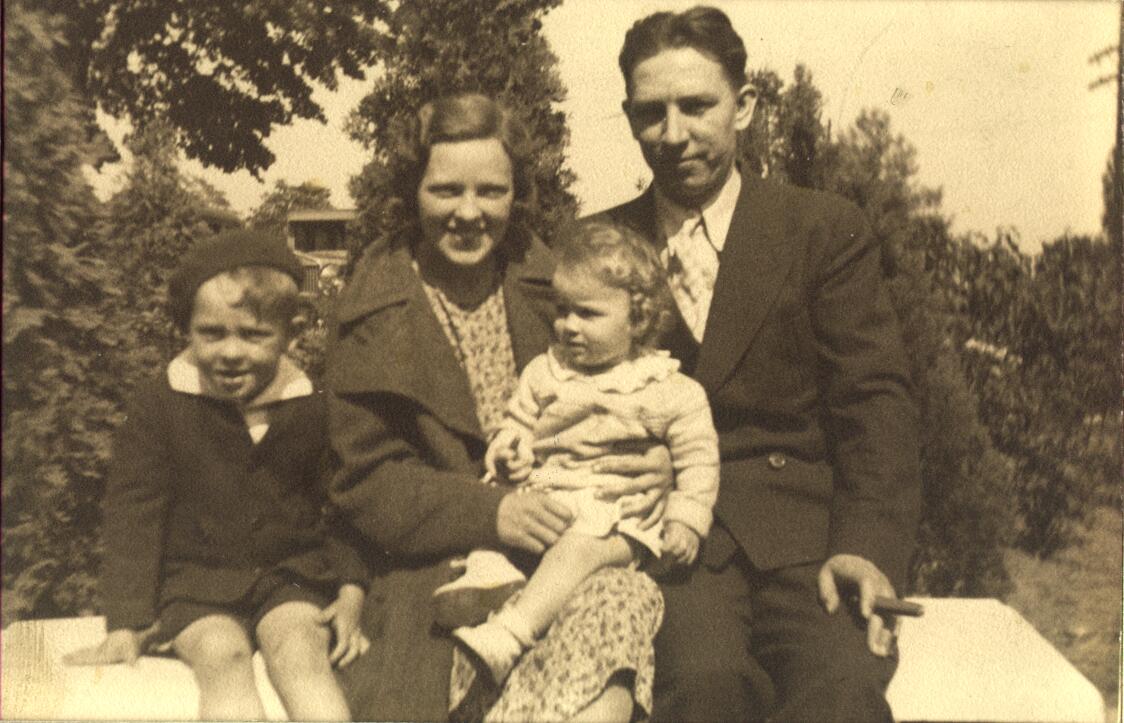 Paul and Teresa Petocz and children,Paul Jr. and Alice,at the Old Mill Stream in Paramus, N.J. 1935