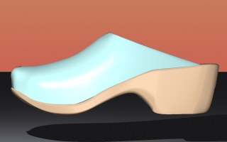 Shiny light blue clog (side view)