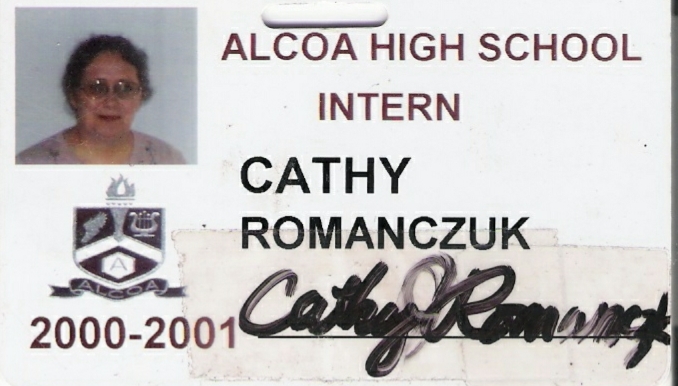 Cathy's Alcoa High School badge for the 2000-2001 school year