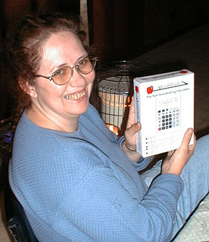 Cathy with her Teacher's Calculator, December 25, 2001