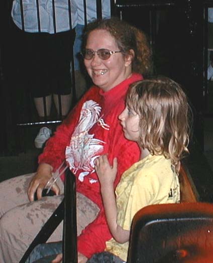 Cathy and Kate on Blazing Fury, Easter at Dollywood, April 23, 2000