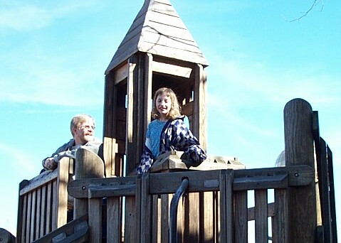 Jeff and Kate at Fort Kid playground, Knoxville, TN, February 18, 2002