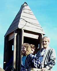 Jeff, Kate, and Luke at Fort Kid playground, Knoxville, TN, February 18, 2002