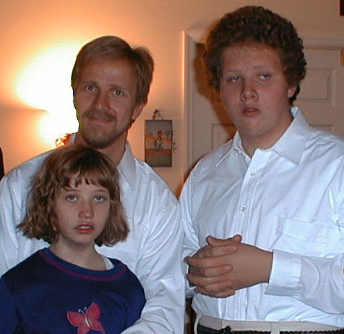 Jeff, Kate, and Luke after the Chrismation, October 7, 2001