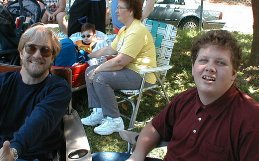 Jeff and Luke animated at the Easter Egg Hunt, April 19, 2003