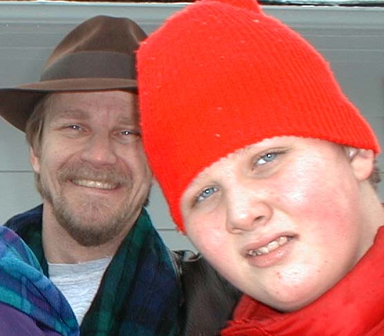 Jeff and Luke having fun in the snow, January 23, 2000