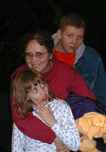 Kate, Cathy and Luke; Ripley's Aquarium of the Smokies visit, December 20, 2000