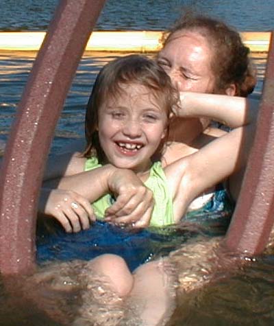 Kate and Cathy at Yarberry Recreation Area, Tennessee River, Loudon County, Labor Day, 1999