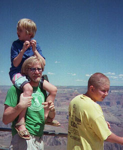 Another view of Jeff and the kids checking out the Grand Canyon, July 12, 1998