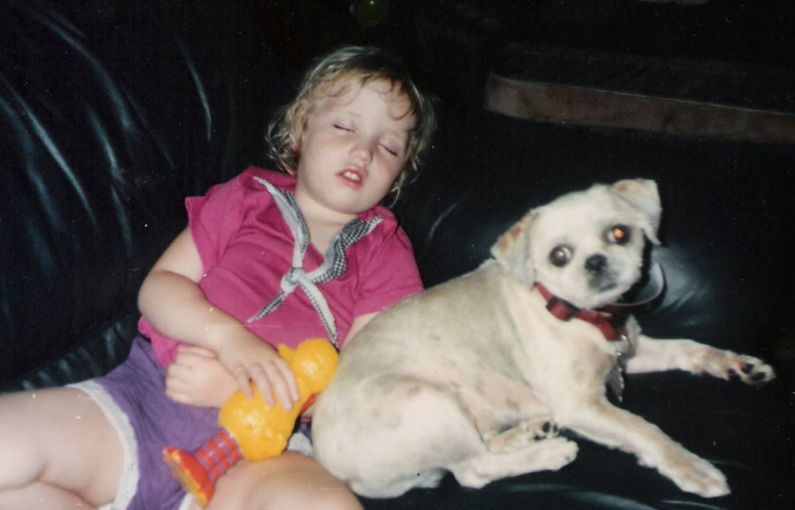 Kate napping on Tribble, June, 1994