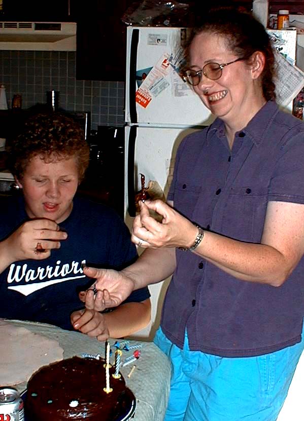 Luke and Cathy as Luke turns 15, September 11 (a day early), 2001