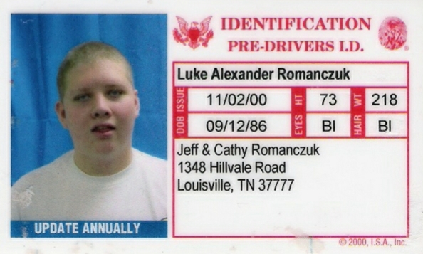 Luke's Ident-i-Kid Card, taken in 2000