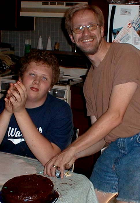 Luke and Jeff as Luke turns 15, September 11 (a day early), 2001