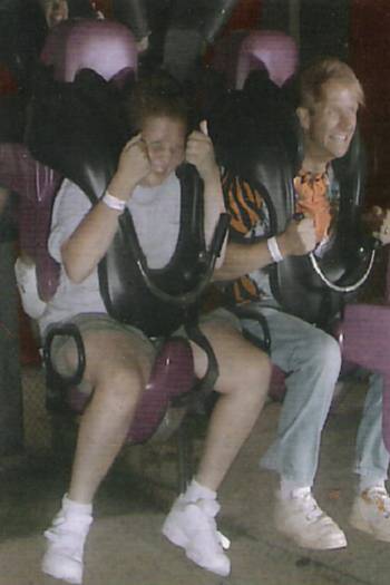 Luke and Jeff on the Nor'Easter, Morey's Pier, Wildwood, NJ, July of 2000