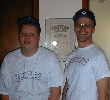 Luke and the Head Coach of the Challenger League's first expansion team, the Rockies, April 21, 2001