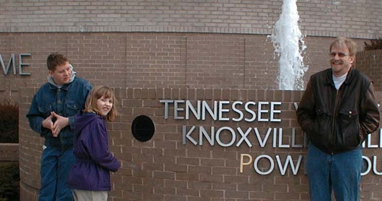 Luke, Kate, and Jeff outside the Women's Basketball Hall of Fame, January 27, 2001