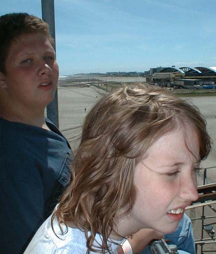 Luke and Kate on the Sky Ride at what used to be Fun Pier, Wildwood, NJ, July 27, 2001