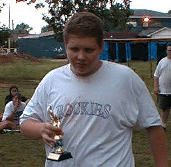 Luke at the Challenger League Awards Pizza Party, July 12, 2001