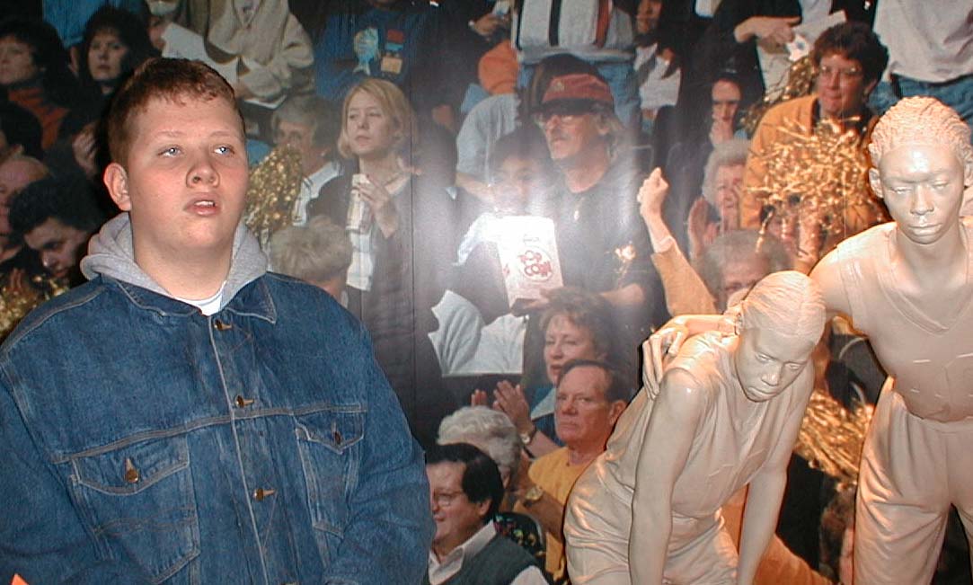 Luke in the huddle, Women's Basketball Hall of Fame, January 27, 2001