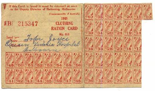 Clothing Ration Card