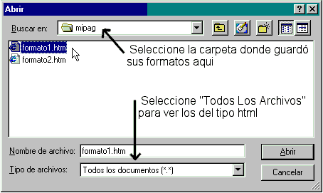Abriendo el archivo Formato1.htm