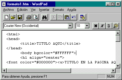 Formato1.htm en Wordpad