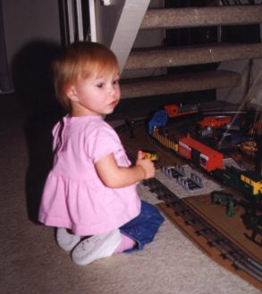 Gabby watches Paw Paw's train