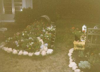 front of the bucket of flowers