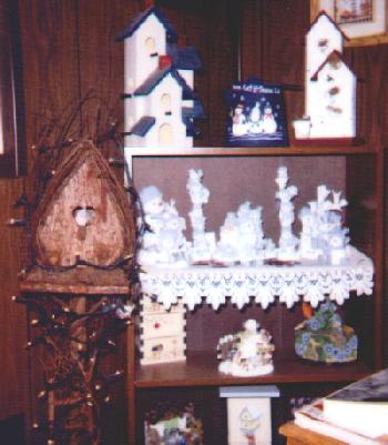 birdhouses and snowmen