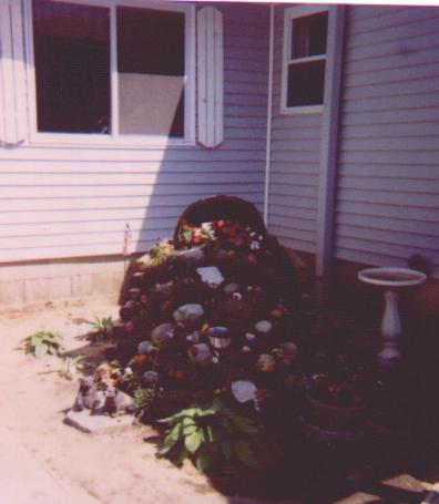 flowers spilling out of an overturned bucket