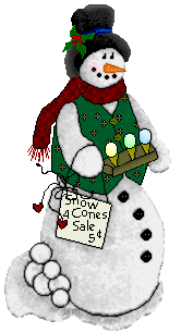 Snowman selling snowcones