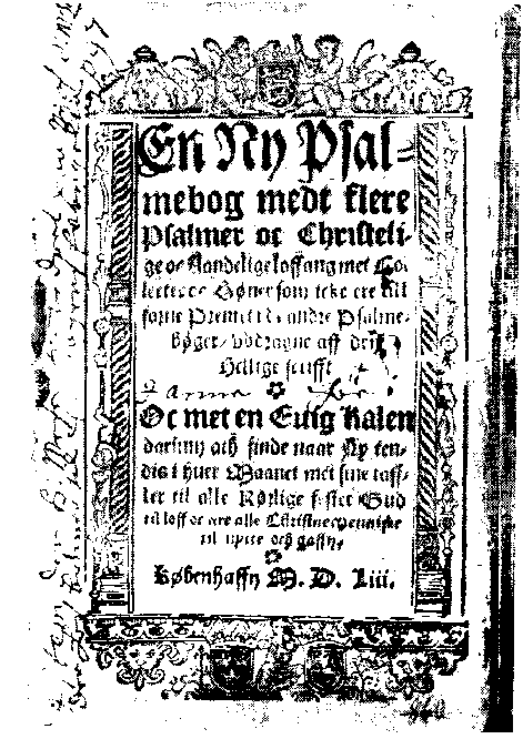 Titelblad af Hans Tausens Salmebog 1553. 