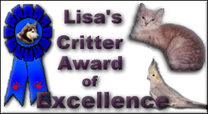 Lisa's Critter Award of Excellence 7/27/98