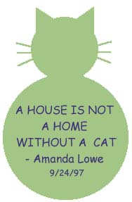 A house is not a home without a cat. --Amanda Lowe