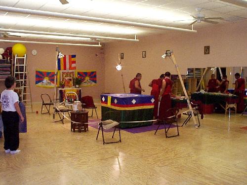 At Julie's Yoga class, some Tibetan Monks making a sand mandala