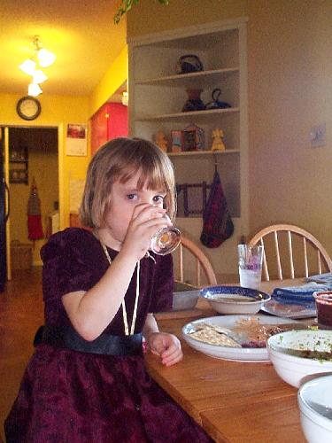 Christmas Eve - Jordan drinking 'apple champagne'