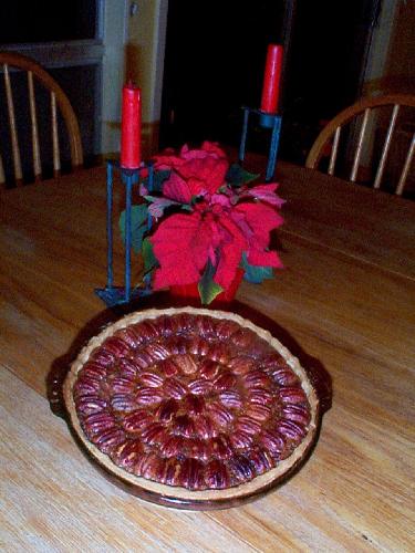 Pecan pie made by Jordan and Papa and Mama, with pecans from the next door neighbors