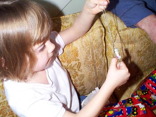 a necklace with her name on it