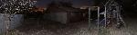 Late evening panorama of the backyard, garden, and Jada